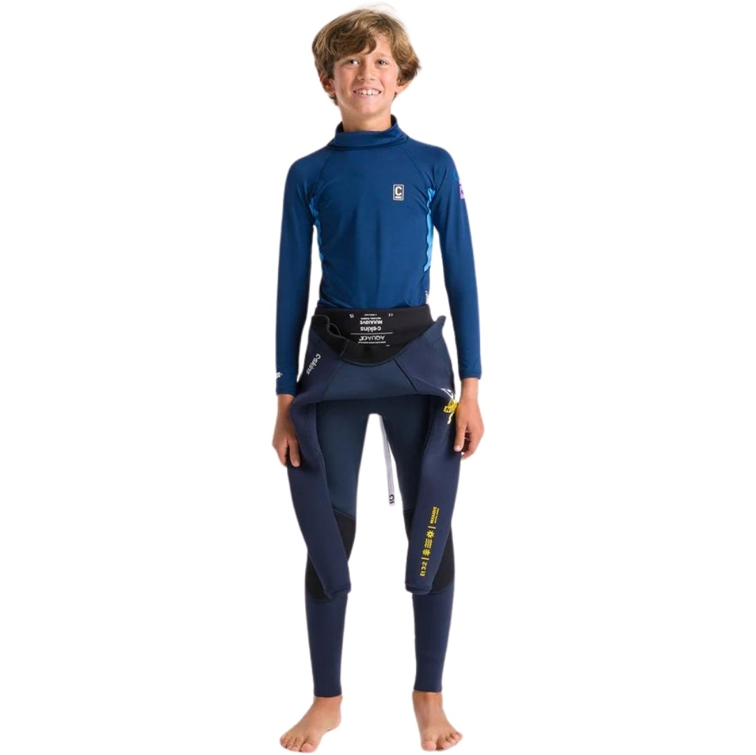 2026 C-Skins Bambino NuWave X Gilet In Lycra A Maniche Lunghe C-NLYLSJ - Slate Navy / Cyan / Multi